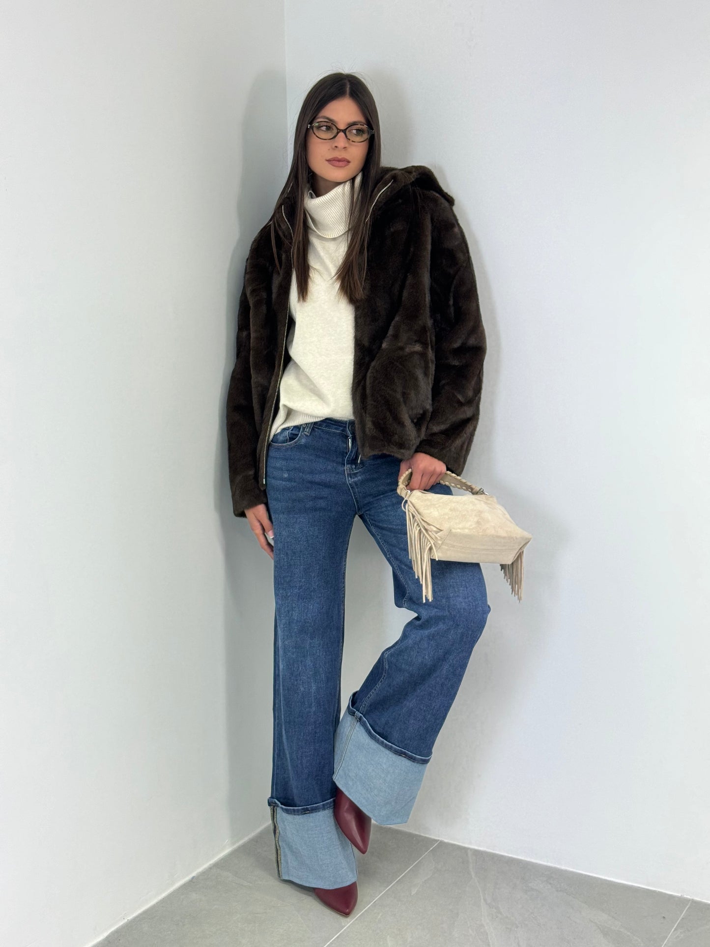 JEANS WIDE LEG RISVOLTO