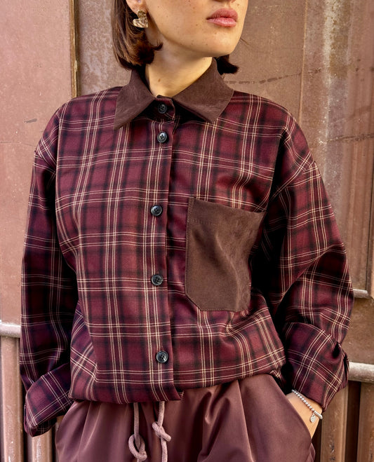 CAMICIA TARTAN SUEDE BURGUNDY