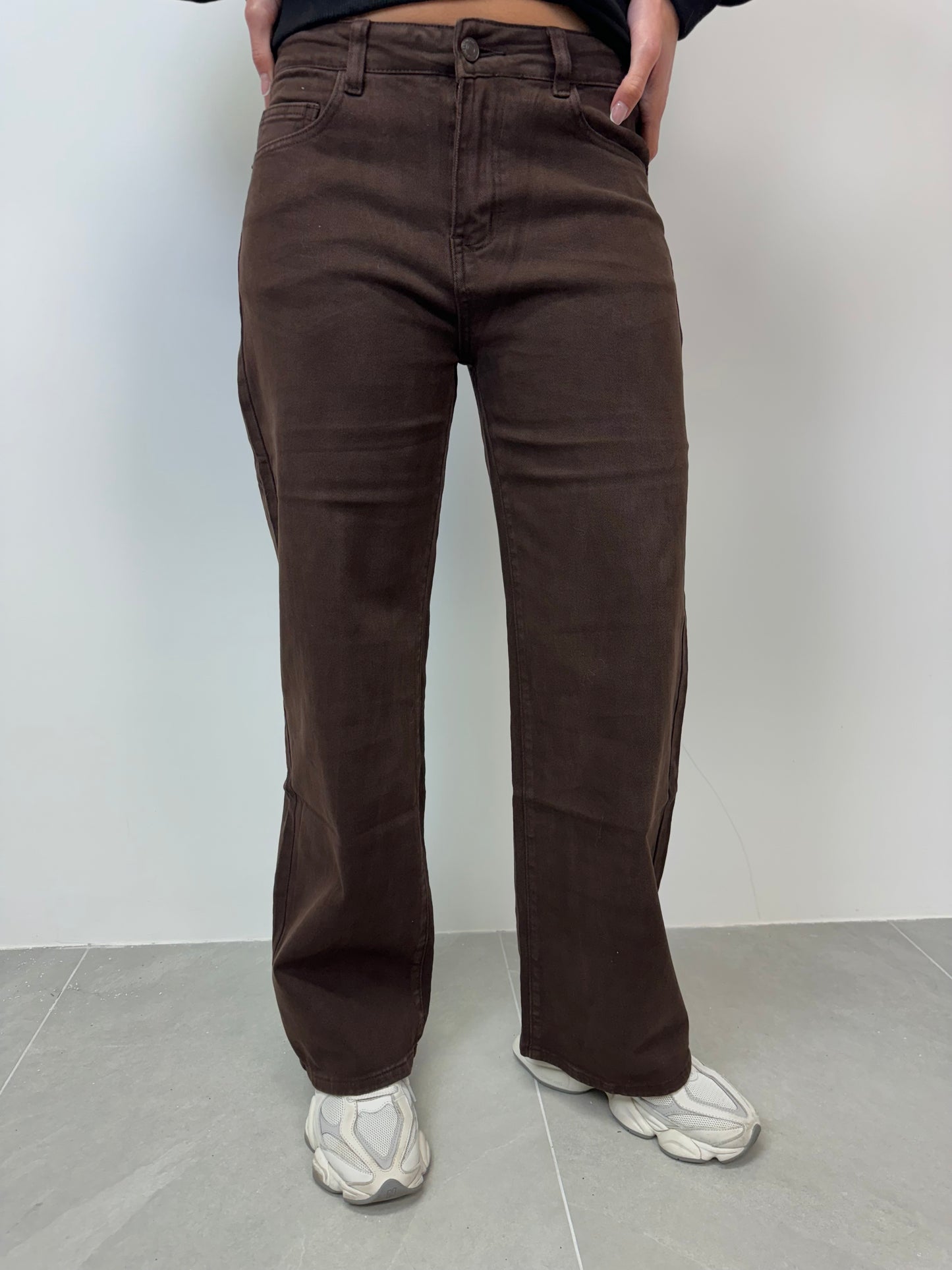 Jeans wide leg choco