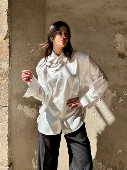 CAMICIA OVER SATIN BIANCA
