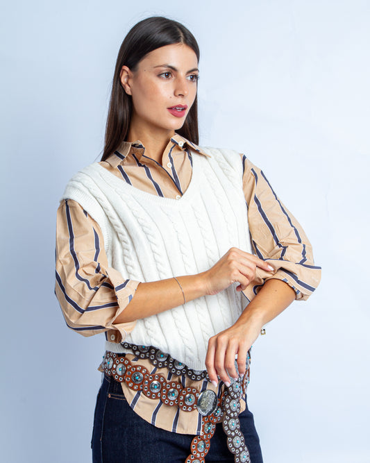 CAMICIA STRIPPES BROWN