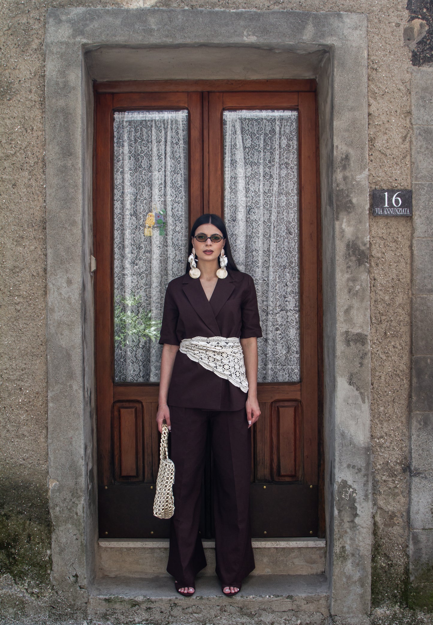 TAILLEUR LINO OVER MARRONE