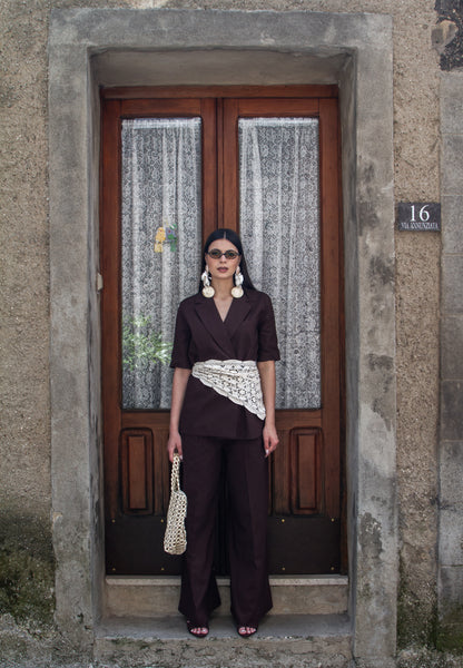 TAILLEUR LINO OVER MARRONE