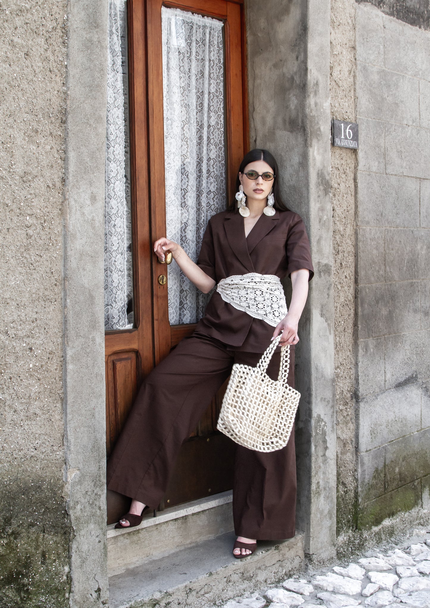 TAILLEUR LINO OVER MARRONE