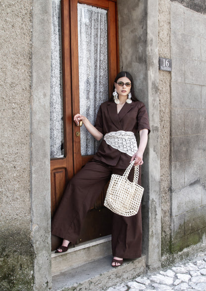 TAILLEUR LINO OVER MARRONE