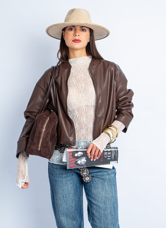 GIACCA PELLE BROWN